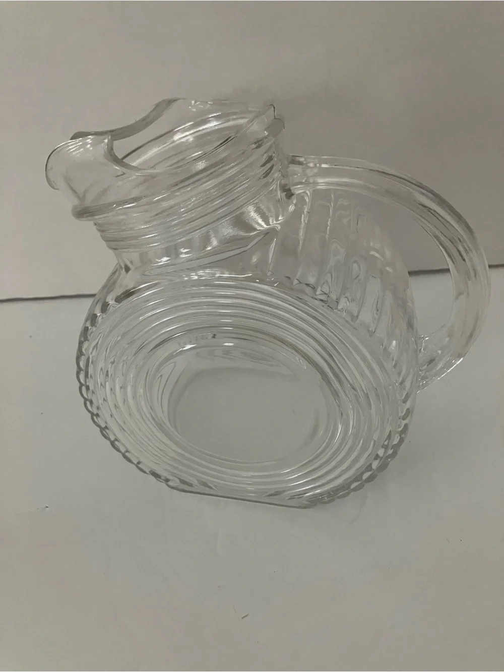 Vintage Federal Glass “Big Ben” Clear Ribbed Glass Pitcher
